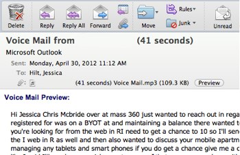 Voice Mail Message Preview